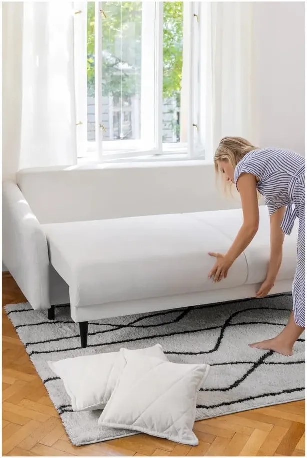 Divano bianco allungabile/con contenitore con rivestimento in velluto a coste 215 cm Bjork – Bonami Selection