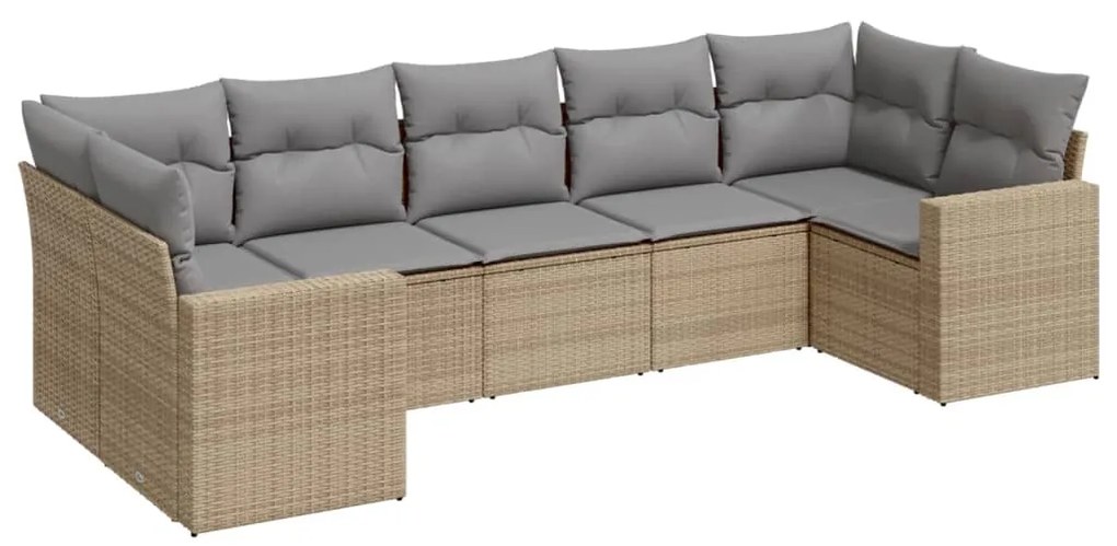Set divani da giardino 7 pz con cuscini beige in polyrattan
