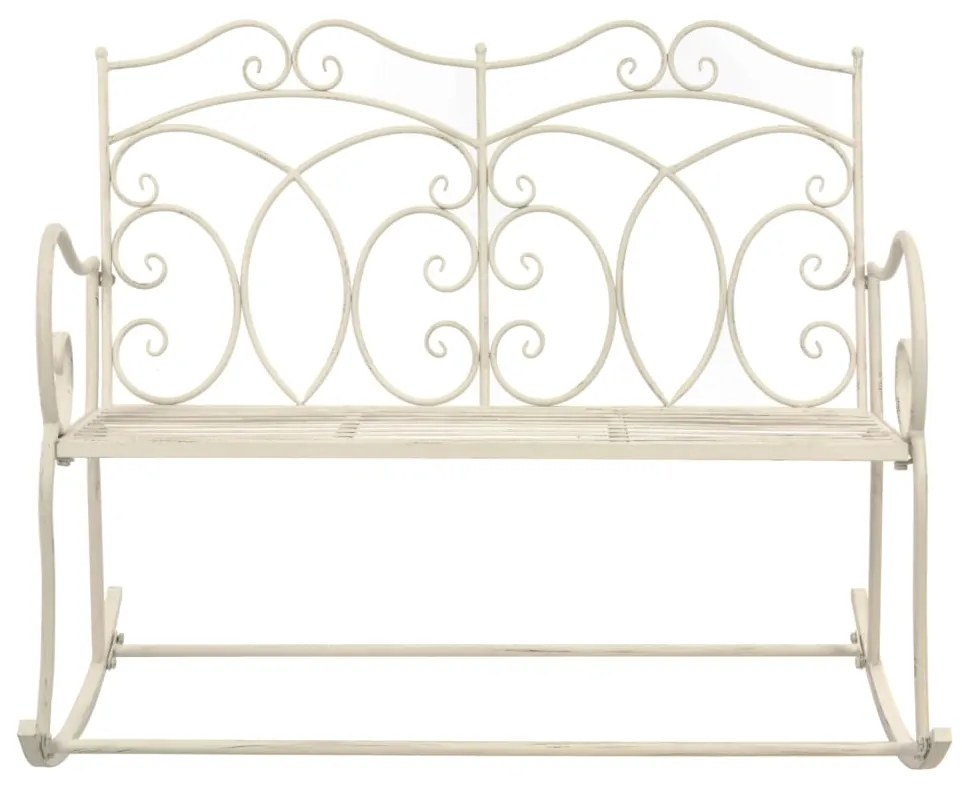 Panchina da giardino 104 cm in ferro bianco anticato