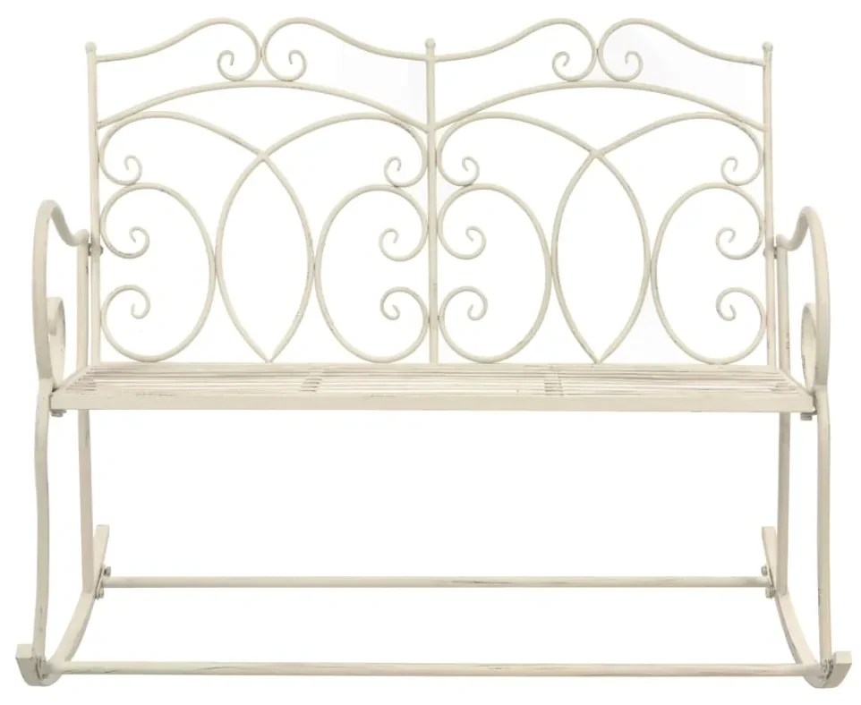 Panchina da giardino 104 cm in ferro bianco anticato