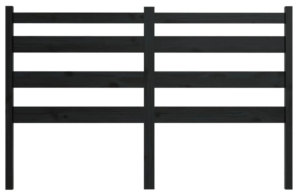 Testiera per letto nera 206x4x100 cm in legno massello di pino