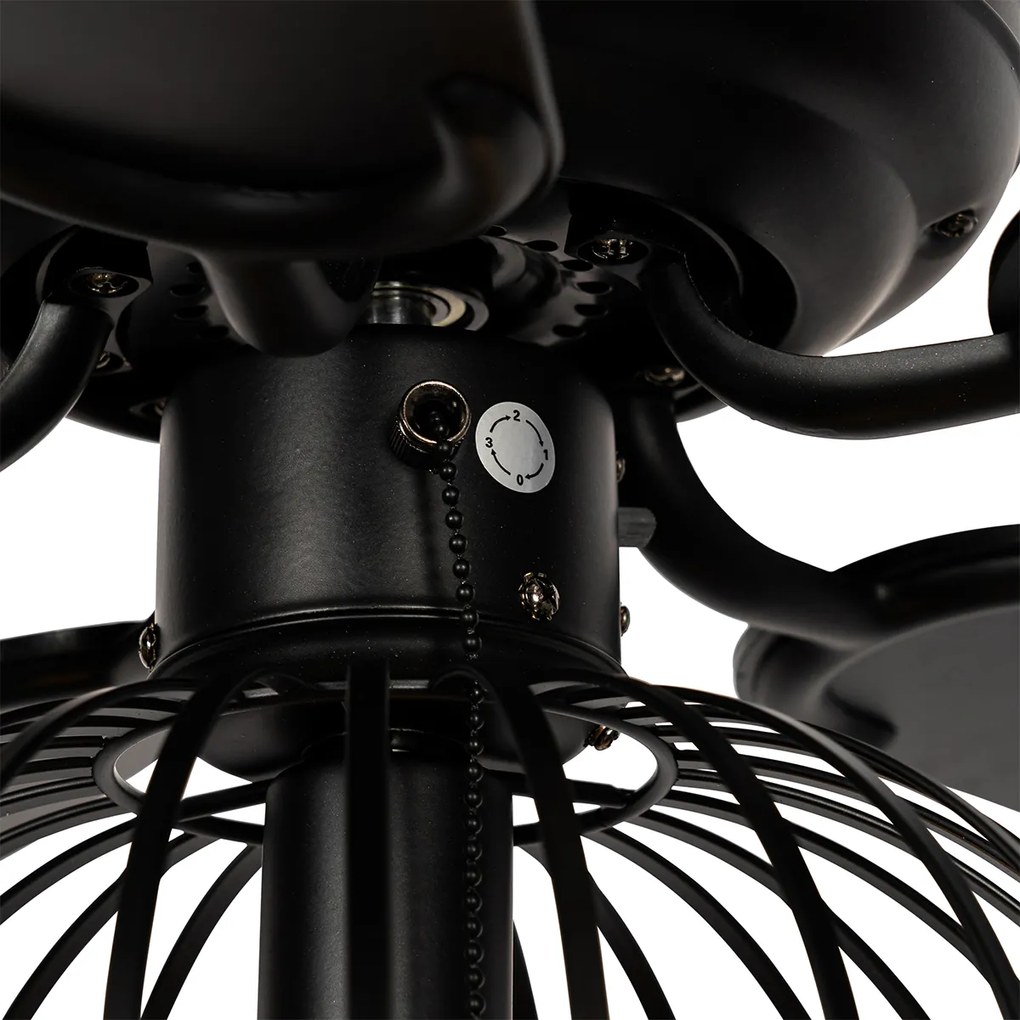 Ventilatore da soffitto nero con stampa legno 107,5 cm con interruttore a tirante - Mistral Johanna