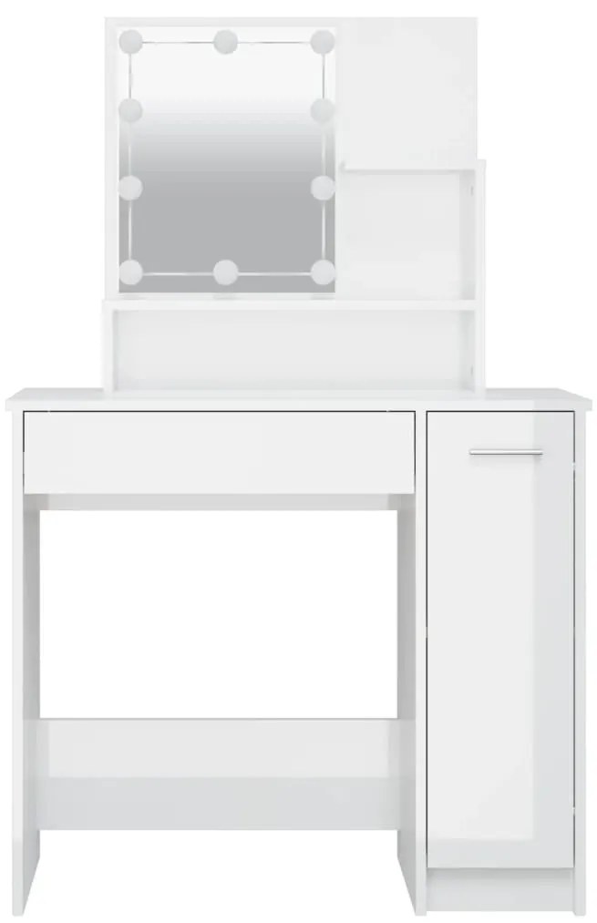 Toeletta con led bianco lucido 86,5x35x136 cm