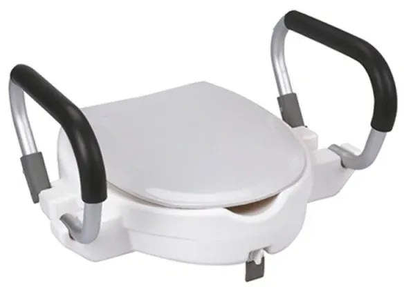 Rialzo wc regolabile con maniglioni antiscivolo e copriwc universale