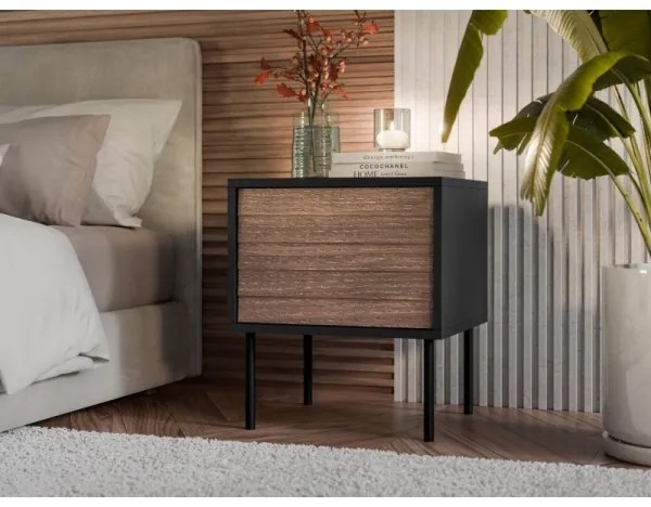 SET 2x Comodino CORTINA 51x45 cm nero/noce warnia