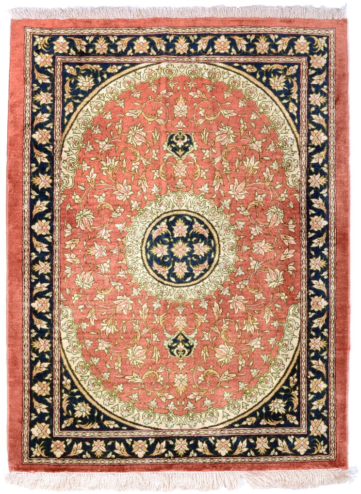 Ghom Tappeto 80x60 Rosso (Iran) Annodato A Mano