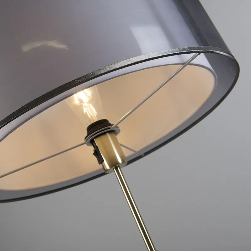 Lampada da terra oro/ottone con paralume nero/bianco 47 cm - Parte