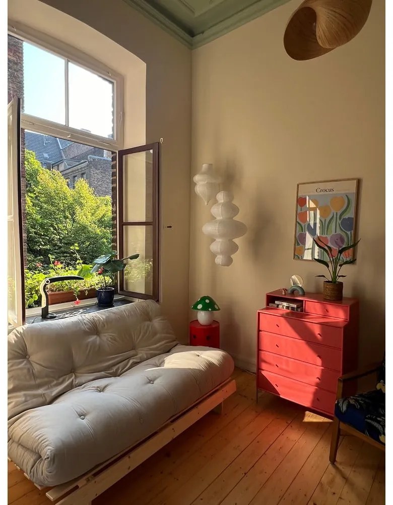 Divano greige allungabile con rivestimento in lino 160 cm Roots – Karup Design