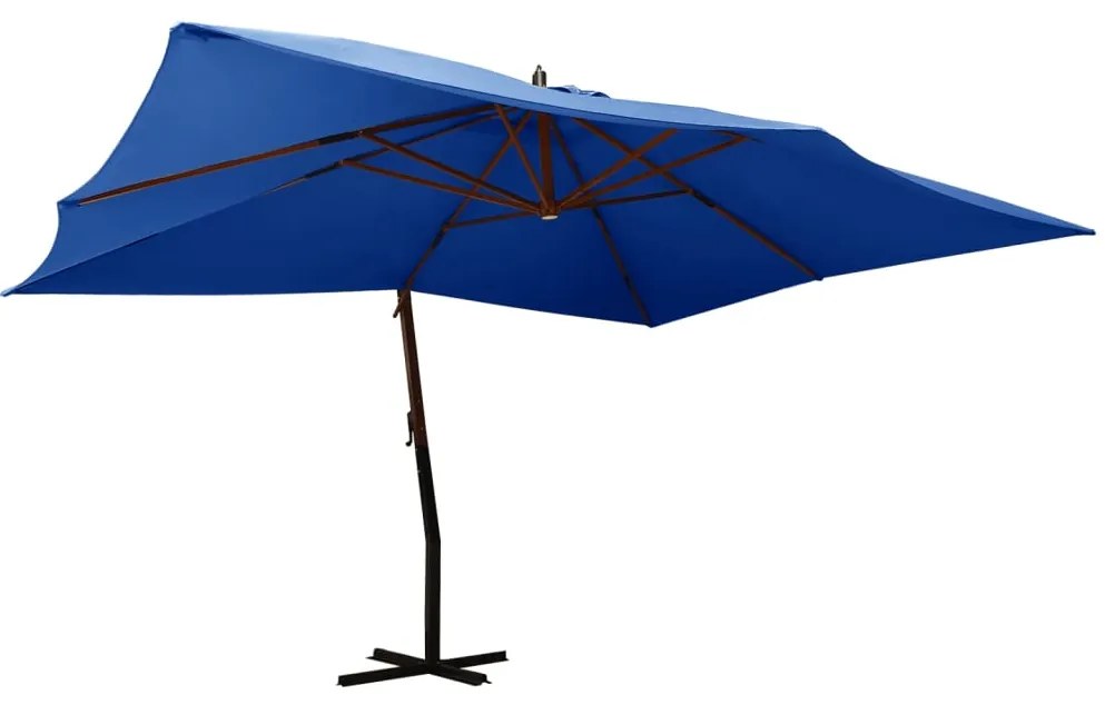Ombrellone A Sbalzo Con Palo İn Legno 400x300 Cm Antracite /