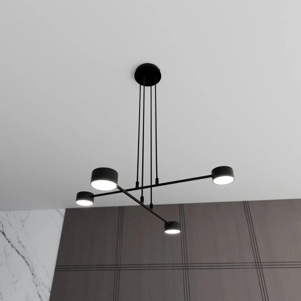Lampadario a Sospensione in Acciaio GX53 MODUS 4 Nero 4xGX53