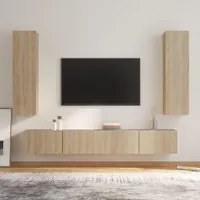 Set di Mobili Porta TV 4 pz Rovere Sonoma in Legno Multistrato 3114208