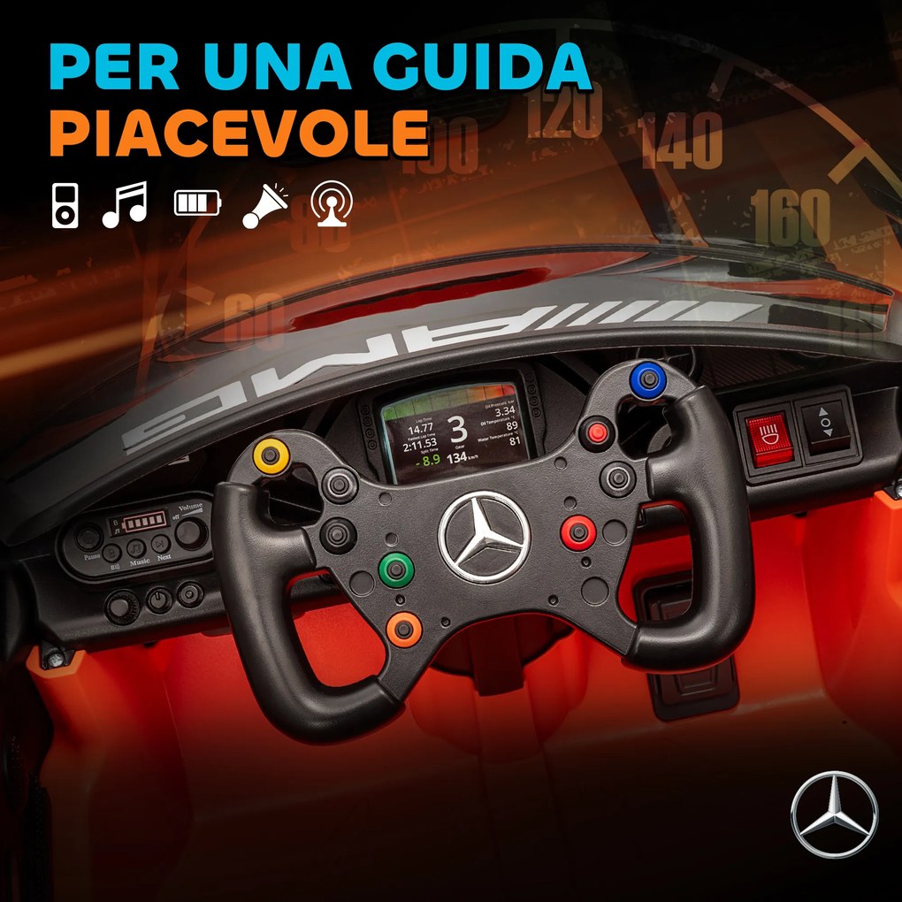 Macchina Elettrica Bambini 3-8 Anni Licenza Ufficiale Mercedes AMG 12V con Telecomando Luci LED Arancione...