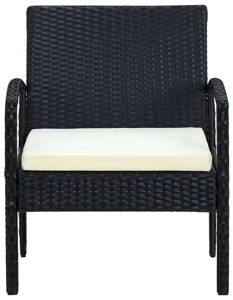 Sedia da giardino con cuscino in polyrattan nero