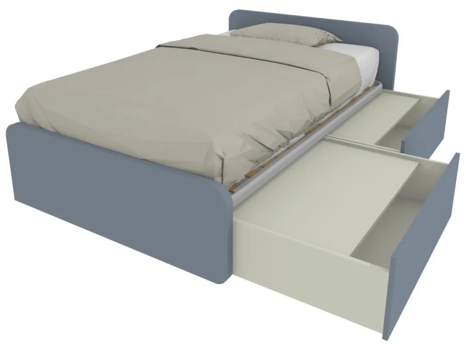 864C - Letto cameretta 120x190 1piazza e mezza con cassettoni estraibili e testate personalizzabili.Rete inclusa