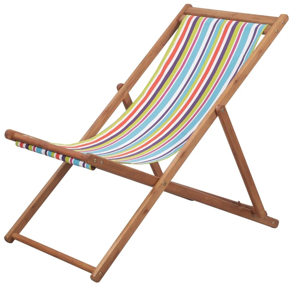 Sdraio Da Spiaggia Pieghevole Telaio Legno Tessuto Multicolore /