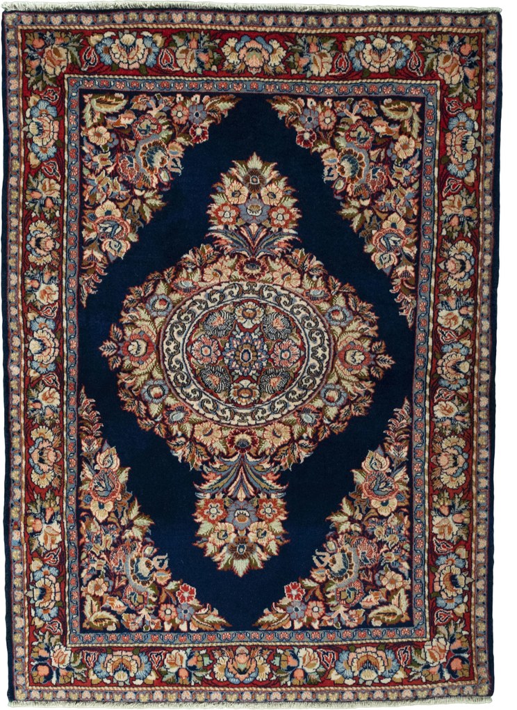 Sarouk Tappeto 150 x 100 Blu (Iran) Annodato A Mano