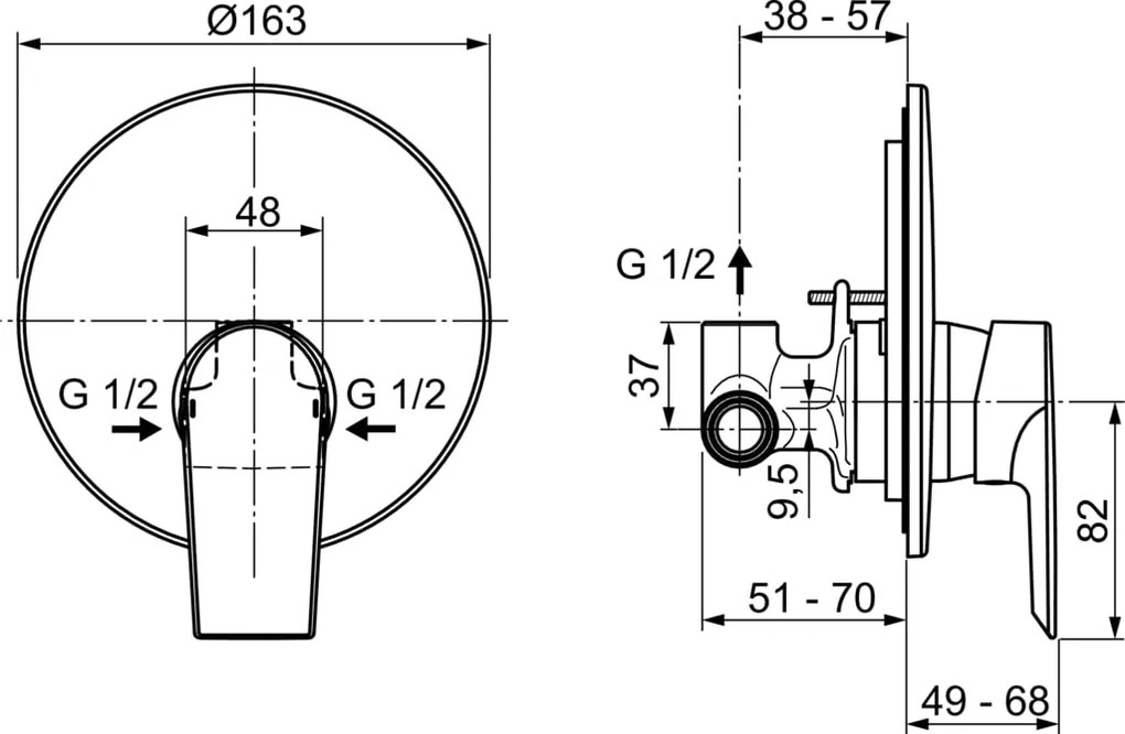 Rubinetto per doccia a 2 manopole Ceramix cromo lucido IDEAL STANDARD