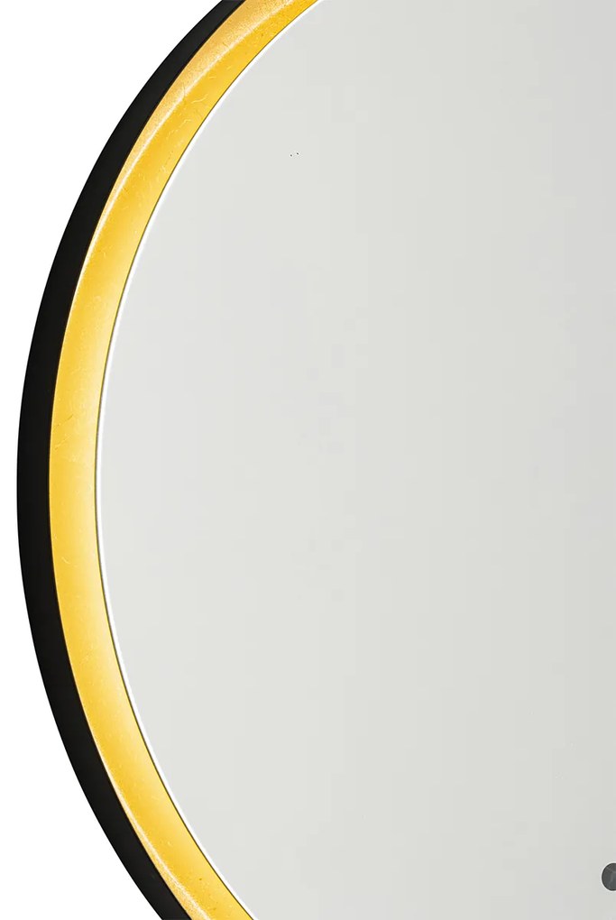 Specchio da bagno nero con oro incl. LED e dimmer touch - Pim