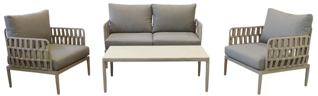CASCADA - salotto outdoor con struttura in alluminio grigio chiaro, antracite o naturale
