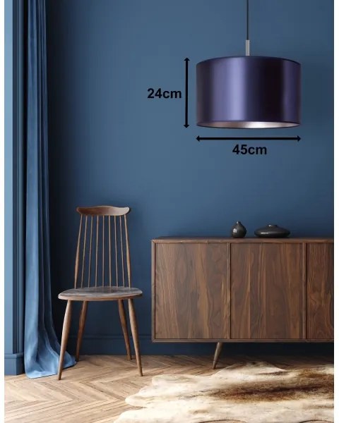 Duolla - Lampadario a sospensione con filo CANNES 1xE27/15W/230V diametro 45 cm blu/argento