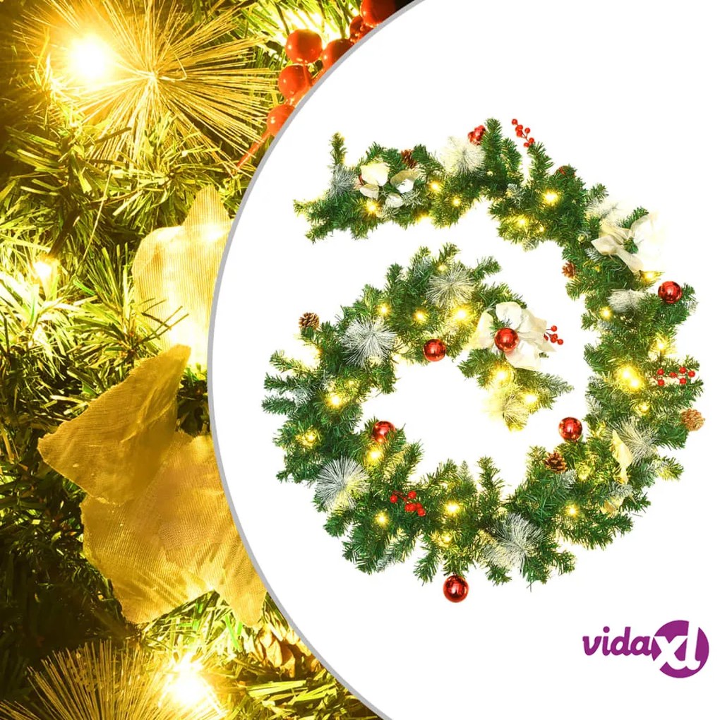 vidaXL Ghirlanda Natalizia con Luci a LED 2,7 m in PVC Verde