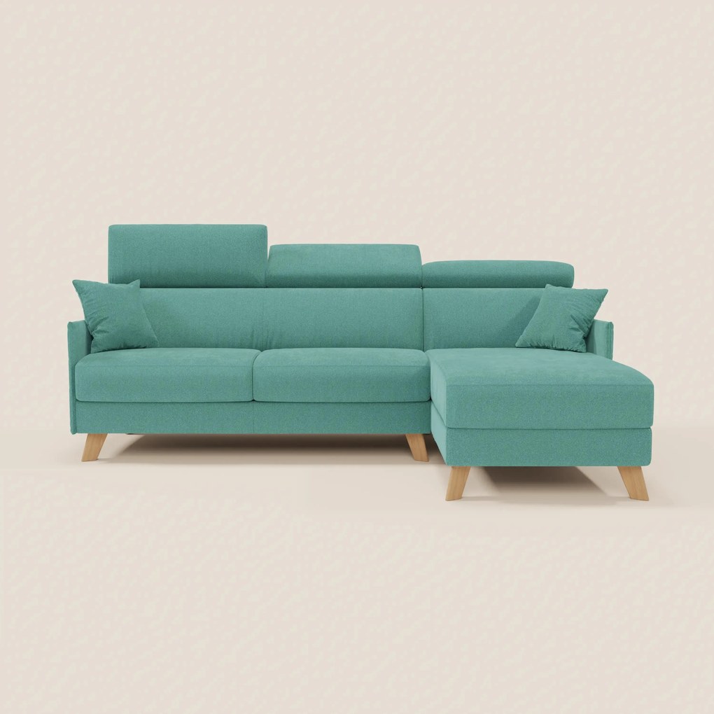 Sole Divano letto matrimoniale angolare con penisola contenitore e poggiatesta reclinabili - tessuto smacchiabile T23