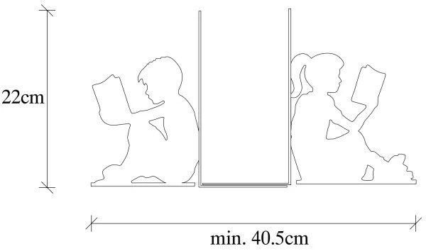 Fermalibri 22x40,5 cm nero