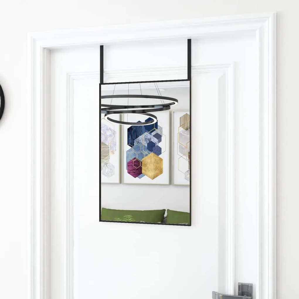 Specchio da Porta in Vetro e Alluminio disponibile in varie dimensioni, 40 x 60 cm / Nero