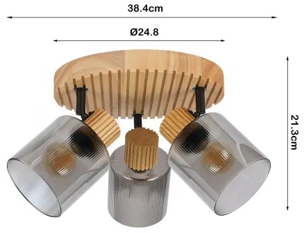 Brilagi - Faretto HYGGE 3xE14/15W/230V legno di gomma/fumé