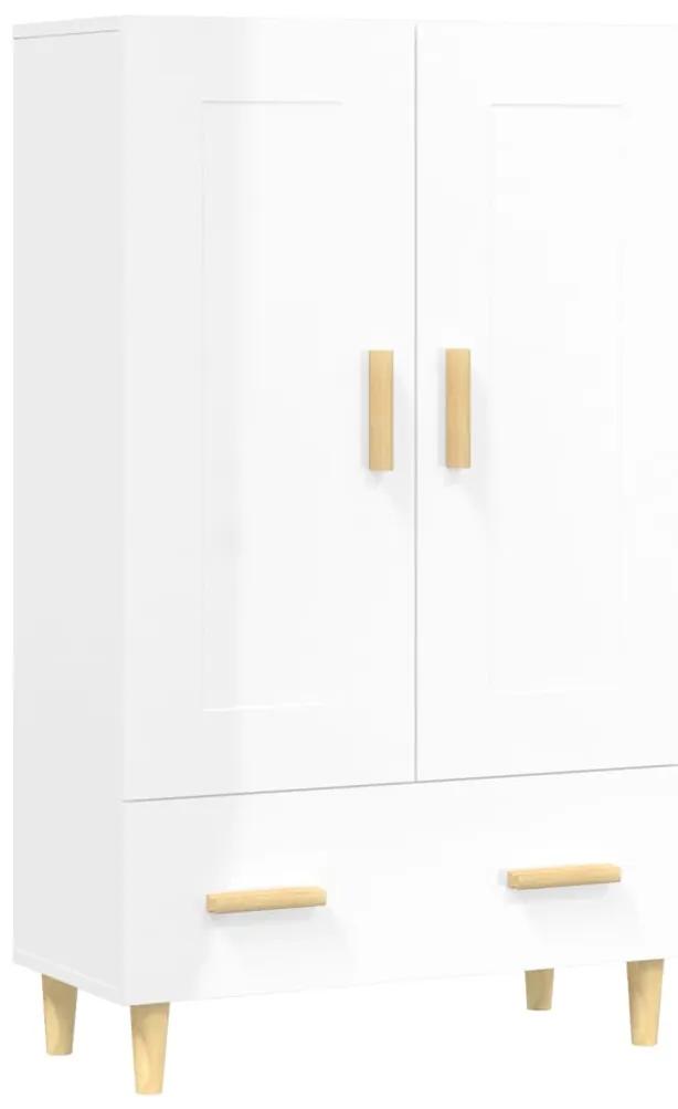Credenza bianco lucido 70x31x115 cm in legno multistrato