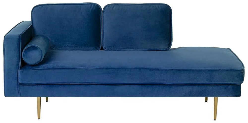 Chaise longue velluto blu marino sinistra MIRAMAS Beliani