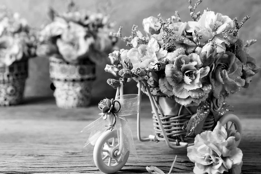 Stampa su tela – Garofano romantico in stile vintage in bianco e nero