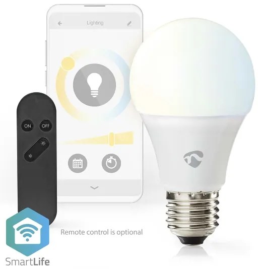 NedisWIFILRW10E27-LED Lampadina dimmerabile SmartLife E27/9W/230V Wi-Fi 2700-6500K