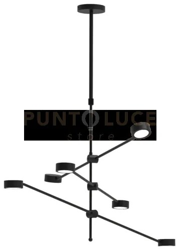 Point-s lampada a sospensione 6 luci nero opaco attacco gx53