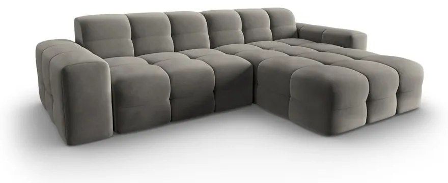 Divano angolare in velluto grigio (angolo destro) Kendal - Micadoni Home