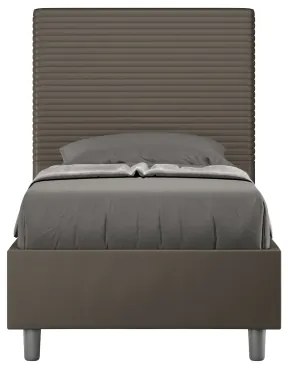 Letto singolo contenitore imbottito 80x200 similpelle cappuccino Focus