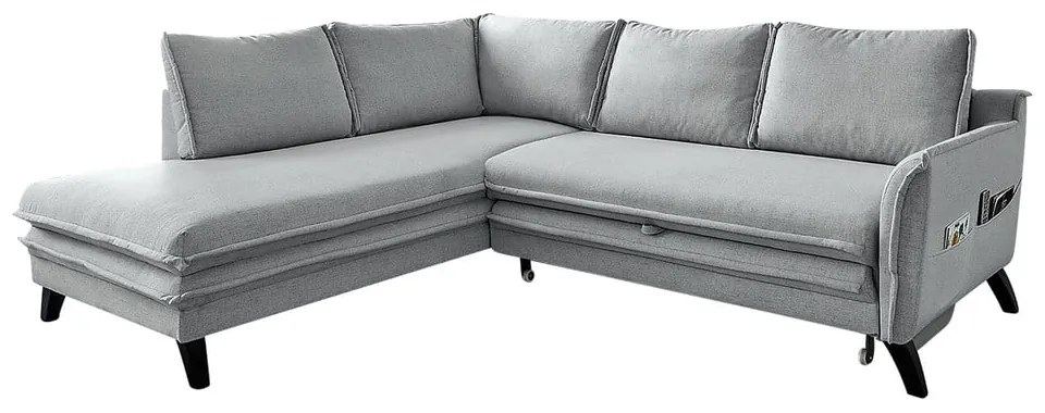 Divano letto angolare grigio chiaro L, angolo sinistro Charming Charlie - Miuform