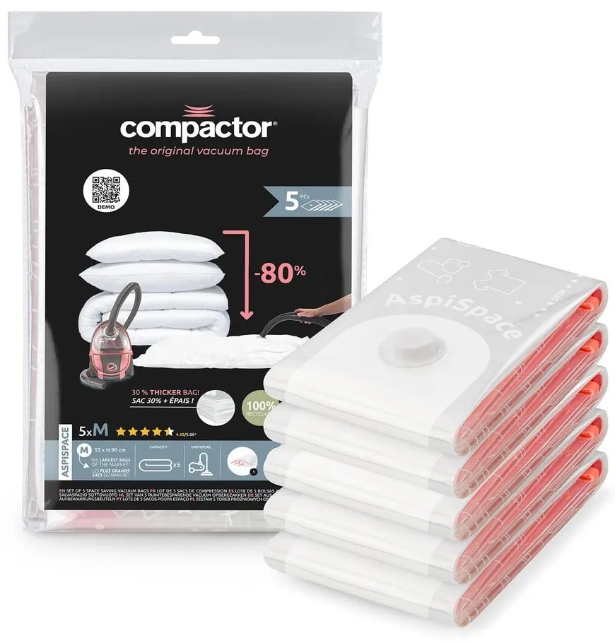 Sacchetti per il vuoto in set da 5 pezzi Premium Valve M - Compactor