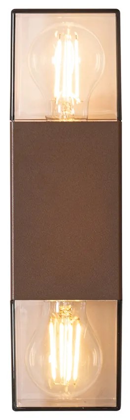 Lampada da parete per esterni marrone ruggine con paralume fumé 2 luci IP44 - Denmark