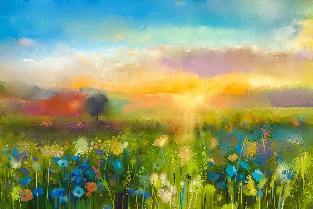 Carta da parati – Pittura ad olio di fiori di campo