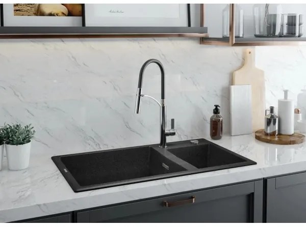 Deante BGB_B720 - Rubinetto per lavello con braccio flessible GERBERA nero/cromo