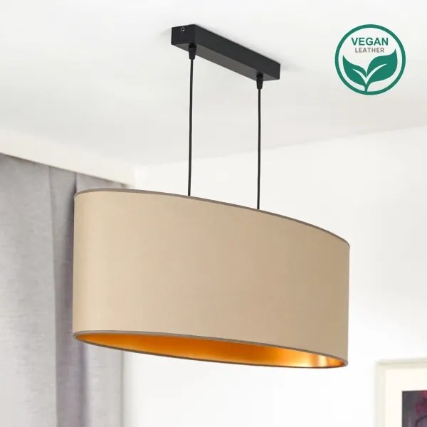 Duolla - Lampadario a sospensione con filo OVAL VEGAN 2xE27/15W/230V beige