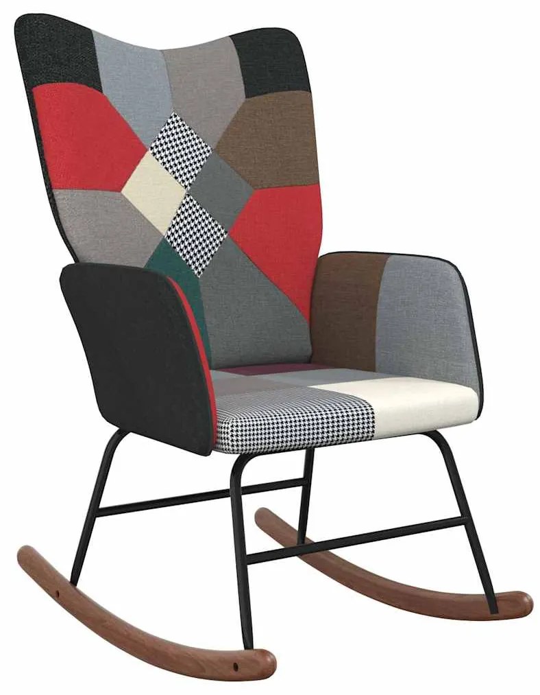 Sedia A Dondolo İn Tessuto Patchwork /