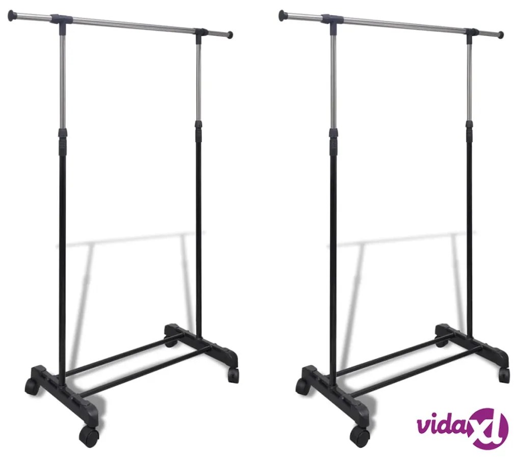 vidaXL Appendiabiti Regolabili 2 pz con 1 Asta per Abiti