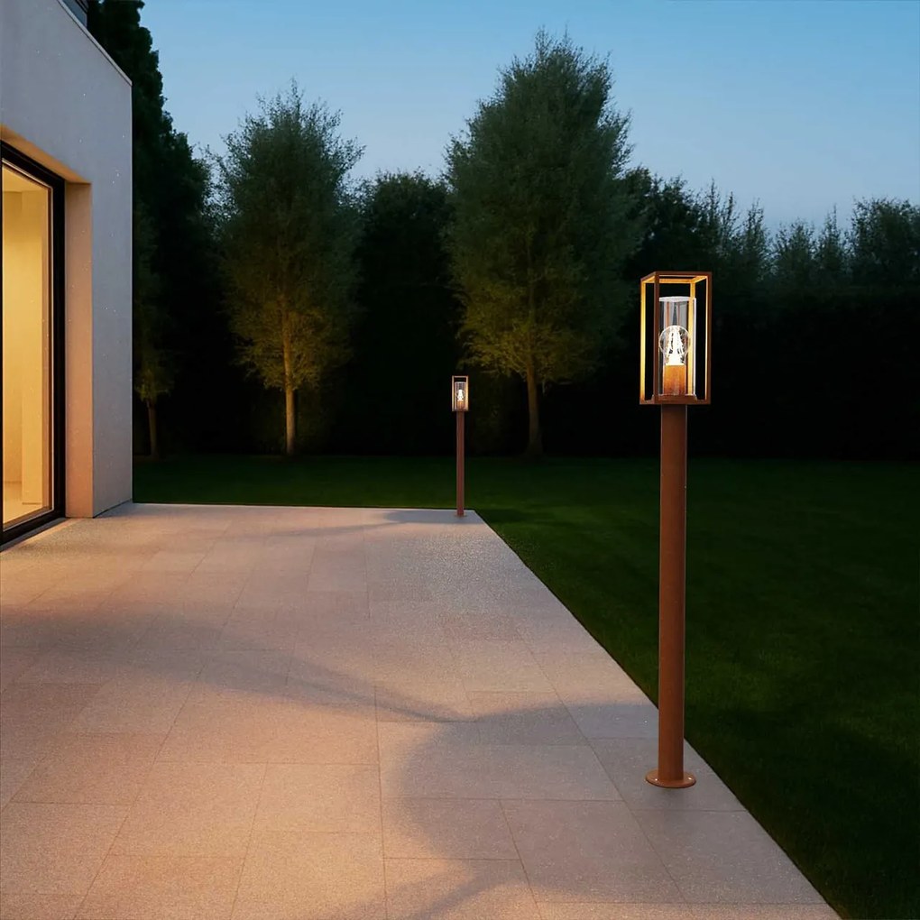 Paletto da Giardino Corten 100cm Base E27 - Serie PRISM