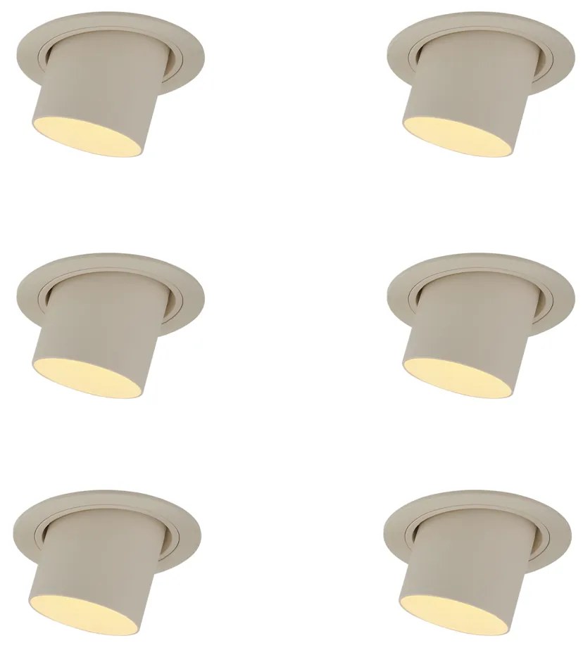 Set di 6 faretti da incasso beige GU10 50mm rotondi orientabili e inclinabili - Installa