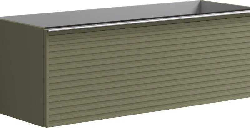 Mobile da bagno sospeso sotto lavabo L 120 x H 40 x P 45.5 cm verde laccato, 2 cassetti Pixel stripes