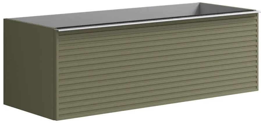 Mobile da bagno sotto lavabo Pixel stripes verde laccato L 120 x H 40 x P 45.5 cm 2 cassetti, lavabo non incluso