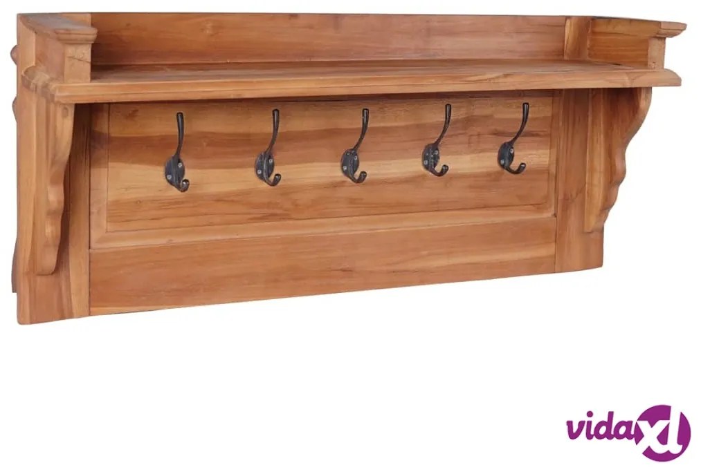 vidaXL Appendiabiti a Parete 80x16,5x35 cm in Legno Massello di Teak