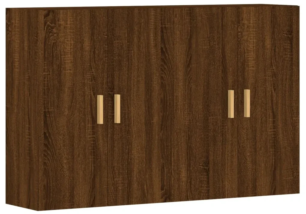 Armadietti a parete 2 pz rovere marrone in legno multistrato